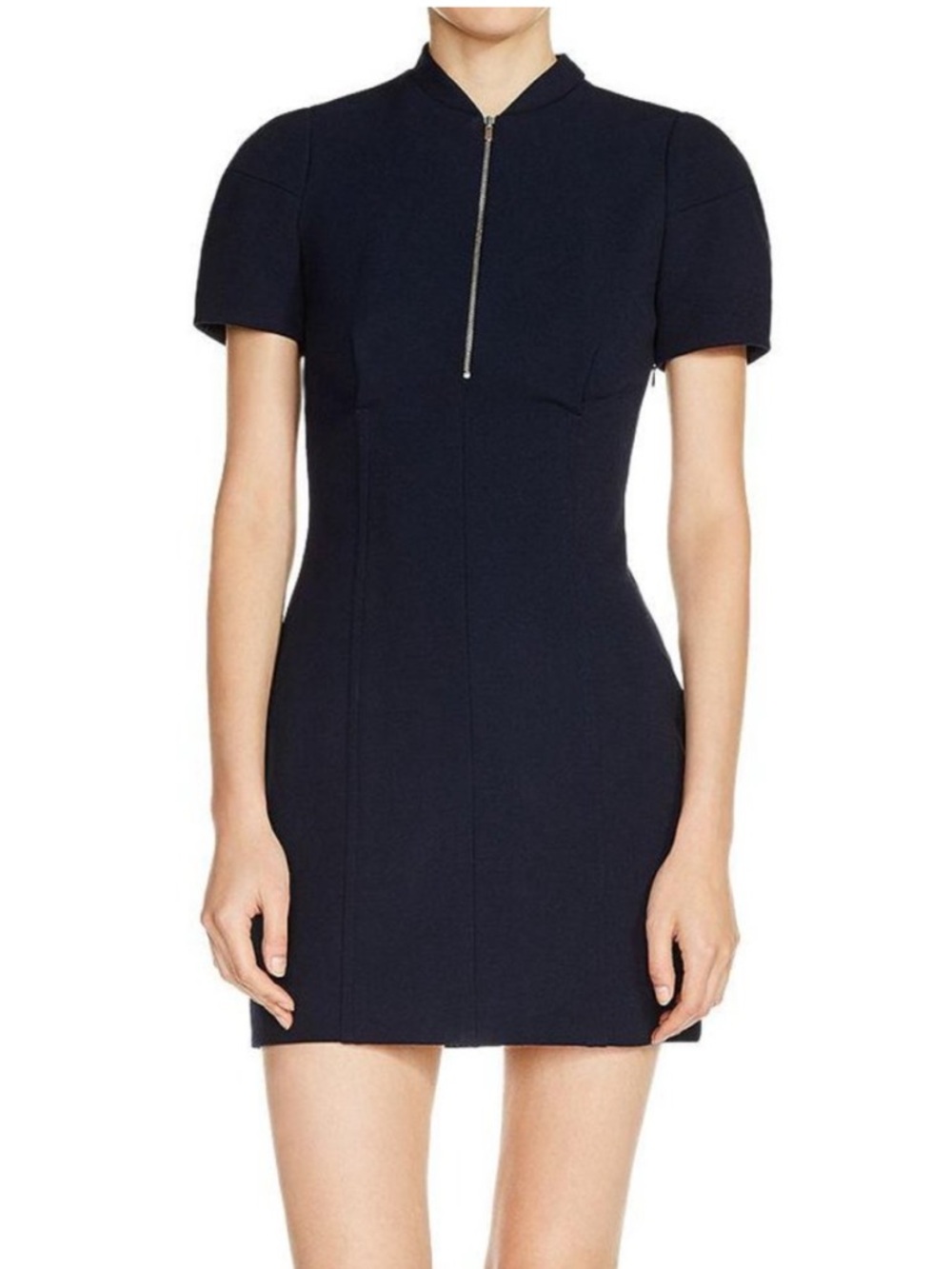 Maje Renyo Seamed Sheath Mini Dress Navy Blue